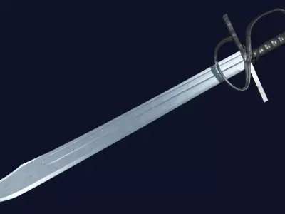 Grossmesser sword with Flamberge handle Low-poly 3D model