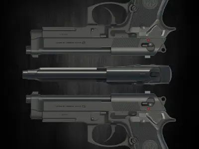 Beretta Pistol low poly game ready Low-poly 3D model