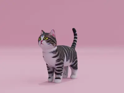 Cat Realistic Stripe Ribbed Free low-poly 3D model