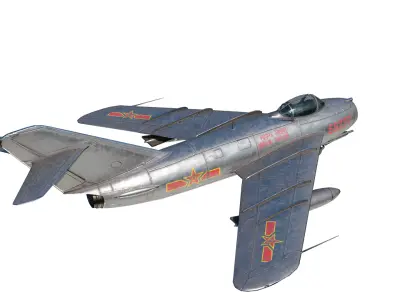 PLAAF J-5 J5 Mig17 Mig-17  fresco jet Fighter Low-poly 3D model