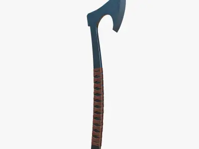 Steel axe with leather wrapping Low-poly 3D model