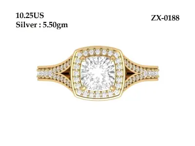 Cushion Bridal Ring 3D print model get