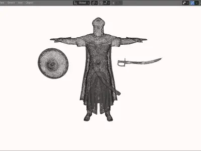 Realistic Arabian Desert Warrior 3D Model  Rigged  Game Ready Low-poly 3D model buy