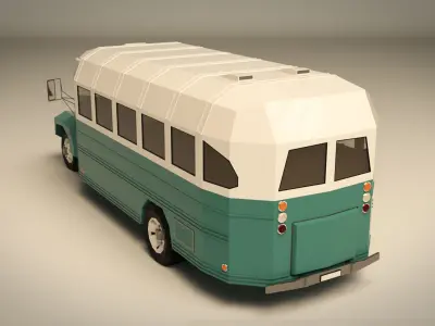 Low Poly Vintage Bus 01 Low-poly 3D model