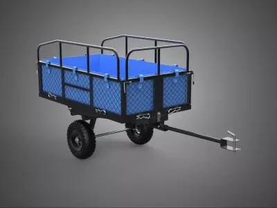 TRAILER TOW DUMPING GARDEN TRACTOR CART DETACHABLE CLOTH POCKET 3D model