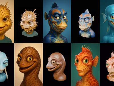 Head Fish bundle 8 pack 100 glb 3D model