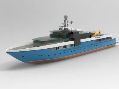 Yacht Roxette with helicopter 3D model