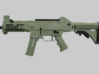 Assault rifle Low-poly 3D model 9
