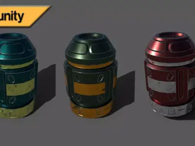 Sci-fi barrel with 3 textures Free low-poly 3D model