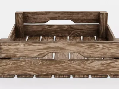 Wooden Box V3 - Open Slatted Storage Crate 3D model