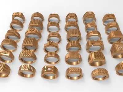 Lot of Various 35 Mens Rings Collection Bulk  3D print model purchase