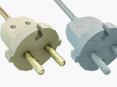 Electrical Plug Type C Old Low-poly 3D model
