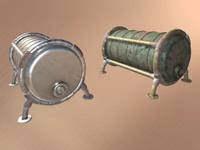 Industrial Cisterns Low-poly 3D model
