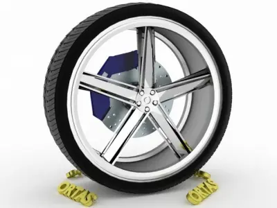 ORTAS CAR WHEEL RIM 89 GAME READY WHEEL RIM TIRE 3D model