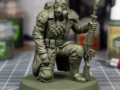 Grimdark Sci-Fi Trench Trooper STL Rifleman Miniature 3D print model