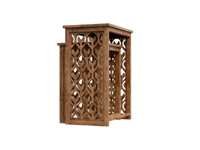 Mango Wooden Nesting Tables Low-poly 3D model