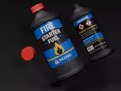 Low Poly Fire Starter Fuel Bottle - Game Ready Survival Prop Low-poly 3D model