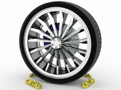 ORTAS CAR WHEEL RIM 140 GAME READY WHEEL RIM TIRE 3D model