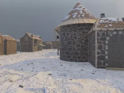 Walled Winter Village 3D model