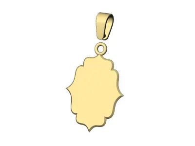 Engravable ornamental rectangular vintage pendant with bail 3D print model