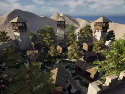 Fortified Island Settlement 3D model purchase