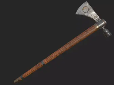 Engraved Pipe Tomahawk PBR Game Ready Weapon 4K Textures  Low-poly 3D model