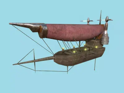 Steampunk Airship - Sci-Fi Aircraft 03 - Flying Ship Low-poly 3D model