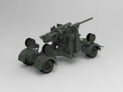 Flak anti-aircraft and anti-tank artillery gun 3D model