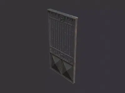 Metal Exterior Gate with Iron Bars Low-poly 3D model