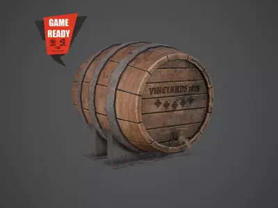 BARREL OLD Game Ready PBR Low-poly 3D model