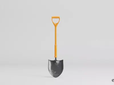 Round Mouth Shovel Ground Works Instrument Low-poly 3D model