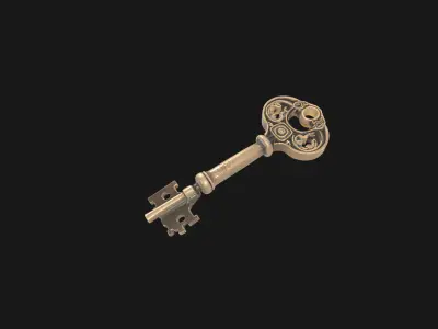 antique 1950s key design Low-poly 3D model buy