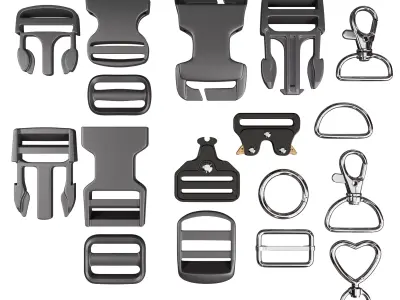 Tactical Buckles and Carabiners Collection 3D model
