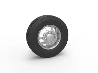 Front custom wheel of semi truck Version 22 Scale 1 to 25 3D print model