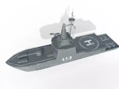  MILITARY ROCKET BOAT with PBR Material  Low poly Game ready Low-poly 3D model
