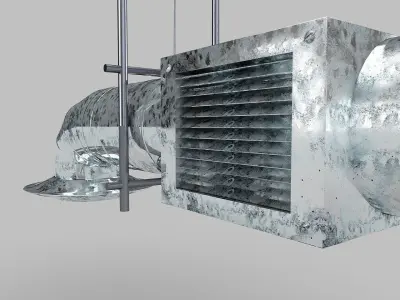 Air-Duct metal pipe with fan 3D model