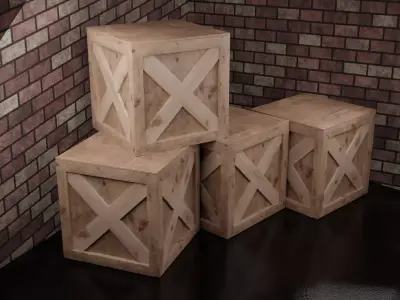 Wooden Crate Free low-poly 3D model