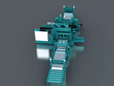 Metal Sheet Straightening Rolling and Cutting Machine 3D model