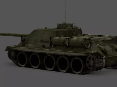 SU-100 Tank Destroyer Low-poly 3D model by mustafamohmmed216