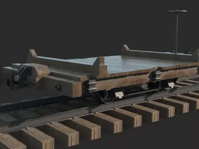 Old-fashioned vehicle rail transport vehicle 3D model