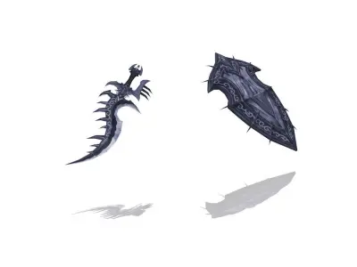 Cursed - Sword and Shield Low-poly 3D model