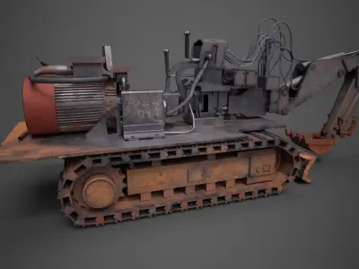 Heavy Duty Tunnel Excavator Rusted Machine Low-poly 3D model