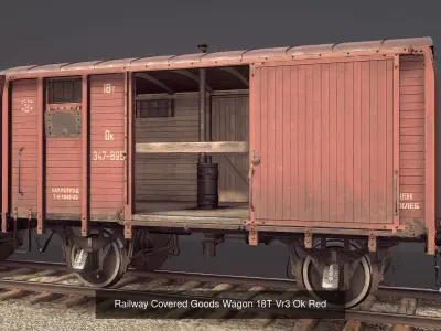 Railway Covered Goods Wagon 18T with six liveries 3D Model Pack