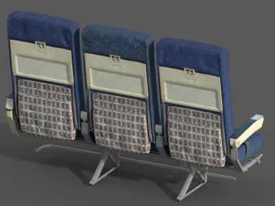 Old Airline Seats Low-poly 3D model