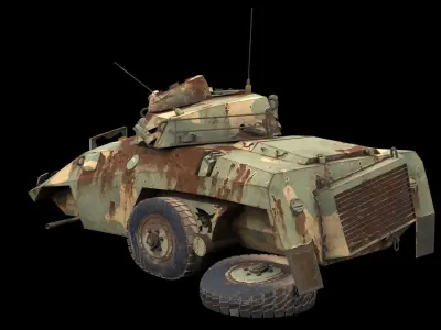 damaged EE-9 Cascavel tank Free low-poly 3D model