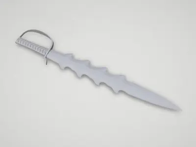Game asset Wavy Elements Silver Sword 3D model