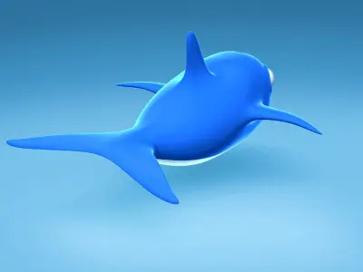 Dolphin cute character Low-poly 3D model