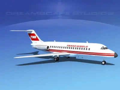 Douglas DC-9-15 TWA 2 3D model
