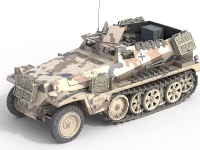 Sd Kfz 250 Half Track Armored Personnel Carrier Low-poly 3D model
