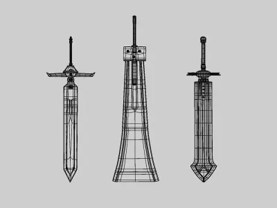 Bundle Sword Final Fantasy Low-poly 3D model